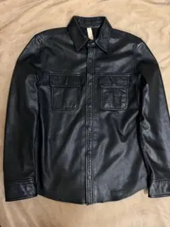 TAKEO KIKUCHI 羊革 レザーシャツ レザージャケット 黒 本革のサムネイル