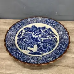お値下げ❣️ダブルフェニックス ブルーウィロー 青白磁の風景画 
