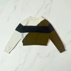 【期間限定SALE 11月16日まで】 配色デザインニットプルオーバー セーター