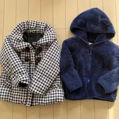 チェック柄ダウンジャケット＆フリースジャケットセット