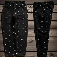 NIKE 総柄刺繍 ヘビーウエイトワイドスウェットパンツ ブラック レア極太