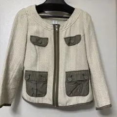 DRESKIP ノーカラージャケット ツイード調 ベージュ系のサムネイル
