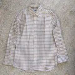 ◇匿名配送◇ コムサデモードメン 白 長袖シャツ チェック柄 Lサイズ