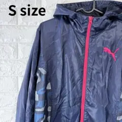 プーマ ナイロンジャケット ジャージ フード付き 迷彩柄 切り替え ネイビー S