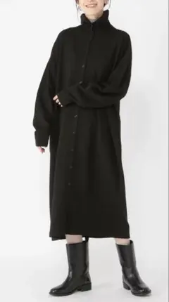 スタディオクリップ☆ダブルフロントタートルワンピース☆グレー未使用品ゆとりサイズ