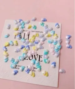 ジェルネイル　デコパーツ　ハート　大量　青　ピンク　黄色　水色　緑　白　可愛い