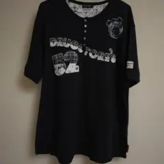 drug store's 半袖Tシャツ ヘンリーネックネイビーのサムネイル