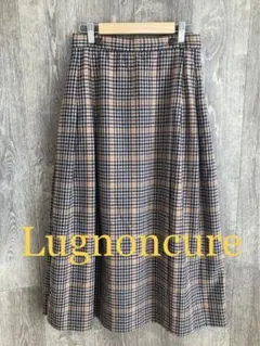 Lugnoncure 巻きスカート風チェック柄プリーツロングスカート