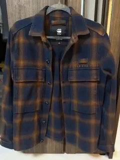 値下げしました！ G-Star RAW ネイビーオレンジチェックシャツ XS