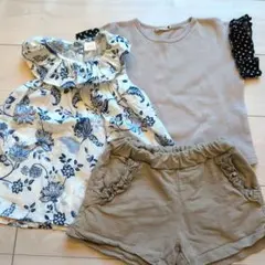 110センチまとめ。NEXTブランシェストップス、ペアマノンショートパンツセット