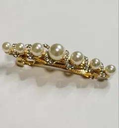 入学式 卒業式 パール ビジュー バレッタ ゴールド フォーマル ヘアアクセ