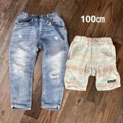 AZUL KIDS ダメージデニムパンツ F.O.KIDS ハーフパンツ100㎝のサムネイル