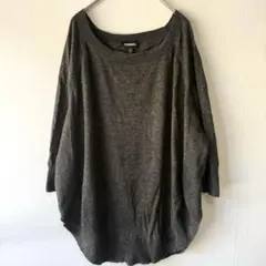EXPRESS エクスプレス ゆるだぼ ドルマン ニット チュニック グレー Sのサムネイル