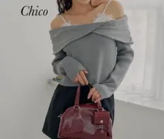 新品 Chico レイヤードオフショルニット/グレーのサムネイル