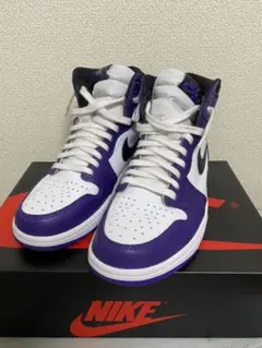 ナイキ エアジョーダン1 レトロ ハイ コート パープル ホワイト