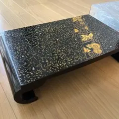 若狭塗　脚つき膳　高級漆器 お黒と金 花柄 大