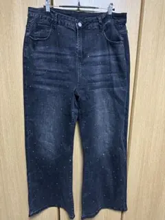 プラスサイズ ビジューデニム ブラック 2XL ※