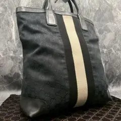 ✨美品✨GUCCI GG シェリーライン トートバッグ ブラック レザー ロゴ