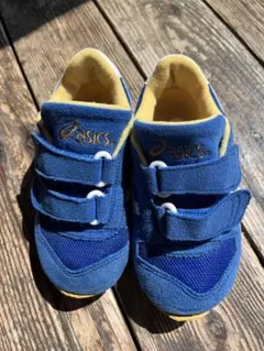 asics キッズ ベルクロシューズ 青/黄　16cm