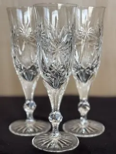 HOYAクリスタルシャンパングラス3個セット