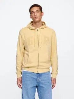 リラックス　GAPロゴ　ジップアップ　パーカー　イエロー　M