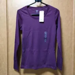 ユニクロ UNIQLO スーピマコットンクルーネック パープル 長袖 Tシャツ