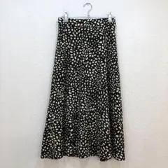 CoCoJANE フレアスカート 黒白斑点模様 ひざ丈