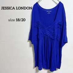 JESSICA LONDON ブルー フリルTシャツ 【18/20】大きめ