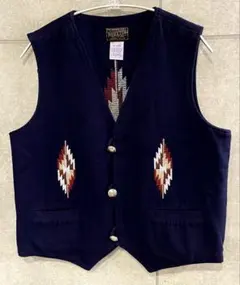 HOUSTON ヒューストン チマヨベスト オルテガ ネイティブ 刺繍 ネイビーのサムネイル