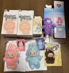 ラブブ　新品未使用品　Labubu ピンク　青 茶色　イニシャルL energy