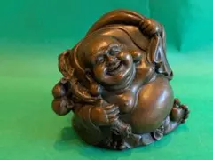 D-03 赤銅製布袋尊座像置物A14、 七福神、縁起物、