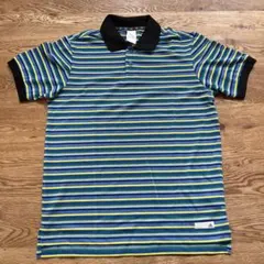adidas ストライプ ポロシャツ ゴルフ Sサイズ ブルー系