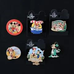 海外ディズニーパーク　DLR／WDW　ミッキー　ミニー　ピンバッジ６個