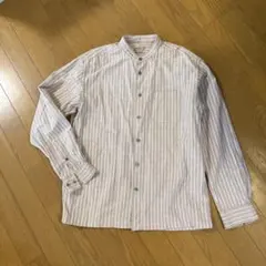 無印　メンズノーカラー長袖シャツ