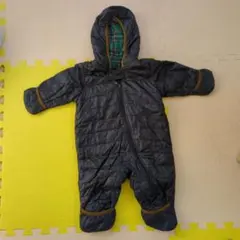 フード付きダークグレーキルティングカバーオール 70