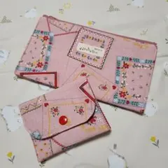 花柄ピンク マルチケースセット