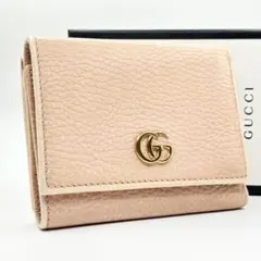 ✨近年モデル✨GUCCI 三つ折り　財布　GGマーモント　レザー　ピンクベージュ