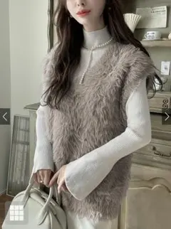 フェザーニットVネックベスト　GRL