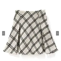 GRL ダイヤチェック柄ツイードフレアミニスカート[mei37］