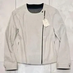 LINO K.T リネン混 春夏ノーカラージャケット 7号 タグ付き未使用 薄手
