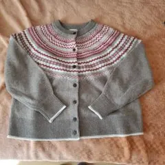 ウール混合 フェアアイル柄 カーディガン