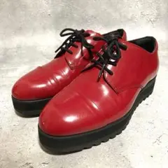 ジオニツカ　ONITSUKA (23) レースアップシューズ　エナメル　厚底　赤