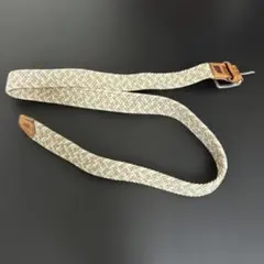 ベージュ 編み込み ベルト メタルバックル