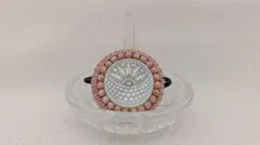 ✾チューリップ×花籠✾チェコボタン×ビーズ刺繍 乳白色 オーラカラー ヘアゴム