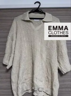 EMMA CLOTHES クルーネックニットポロ　サマーニット