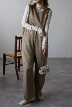 ボンジュールサガン新品未使用タグ付きバックオープン切り替えオールインワンベージュ