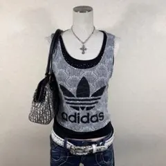 y2k adidas タンクトップ 総柄 ビックロゴ 平成ギャル ノームコアのサムネイル
