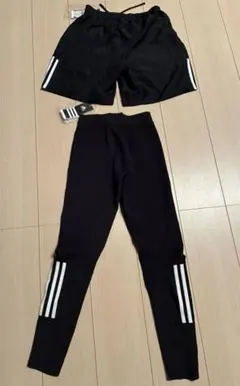 adidas ブラック レギンス ショートパンツ セット