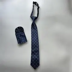 devirock ネイビー ドット柄 ネクタイとチーフ