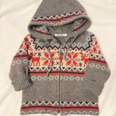 ファミリア　ノルディック柄 フード付きニットセーター 90cm